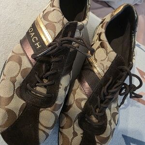 Coach Brown and Gold Sneakers